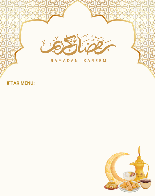 Magnetic Dry Erase Iftar Menu Board (Ramadan Edition - Gold)