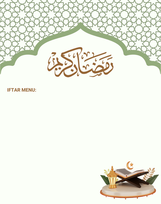 Magnetic Dry Erase Iftar Menu Board (Ramadan Edition - Green)